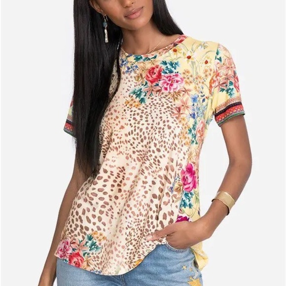 JOHNNY WAS Wildflower Favorite Crewneck Swing Tee In Multi - Picture 1 of 8